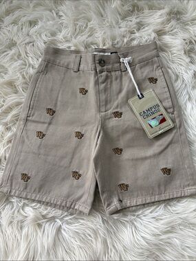 Kids Tan Embroidered Campus Chino Shorts